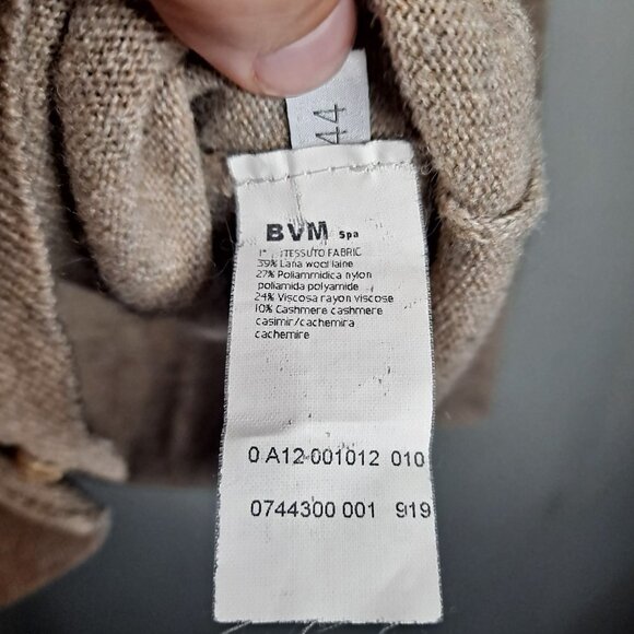 Les Copains Cardigan Velvet Trim Bow Large Oatmeal Office Work Preppy Large - Picture 7 of 9